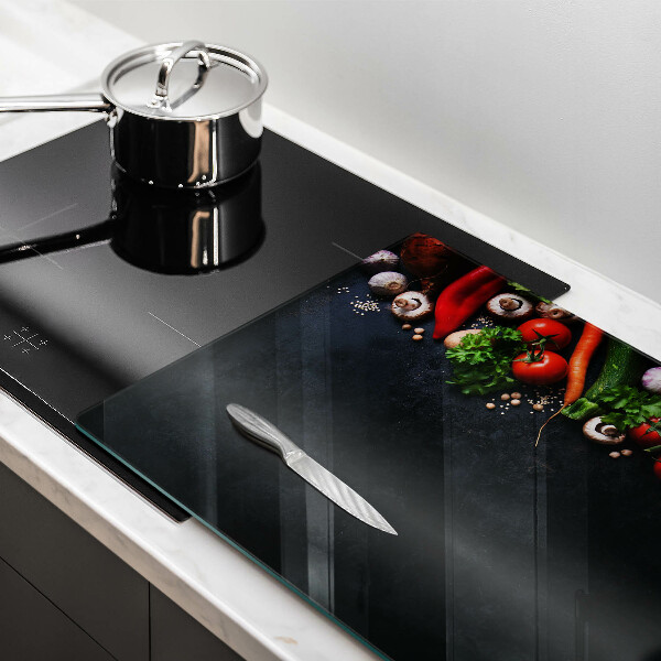 Placă sticla protectie aragaz Legume colorate