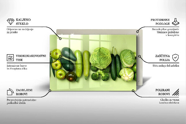 Placă sticla protectie aragaz Fructe și legume verzi