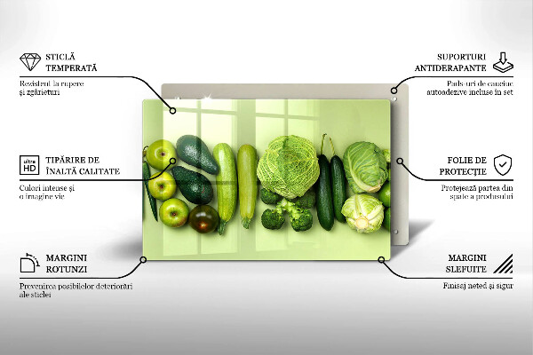 Placă sticla protectie aragaz Fructe și legume verzi