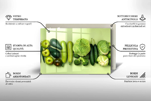 Placă sticla protectie aragaz Fructe și legume verzi