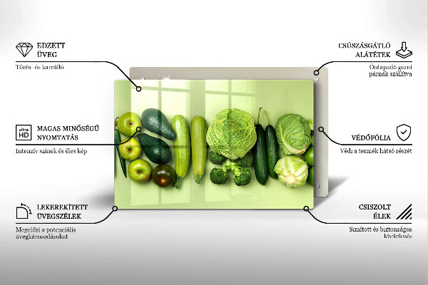 Placă sticla protectie aragaz Fructe și legume verzi