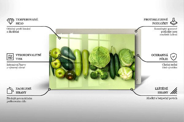 Placă sticla protectie aragaz Fructe și legume verzi