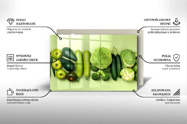 Placă sticla protectie aragaz Fructe și legume verzi