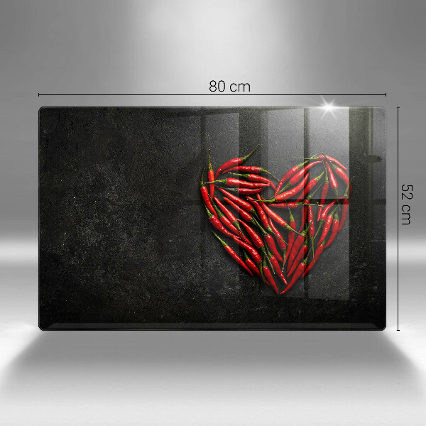 Placă sticla protectie aragaz Inimă de ardei iute