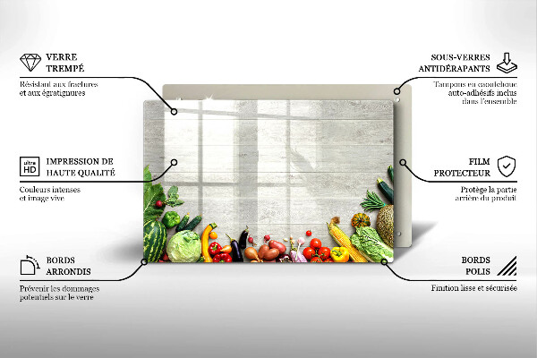 Placă sticla protectie aragaz Legume pe coperte