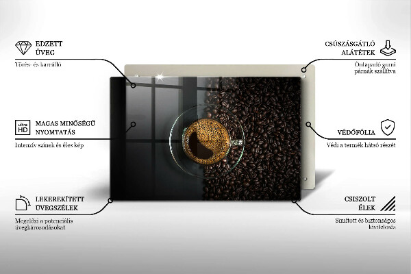 Placă din sticla protectie plita Cafea și fasole