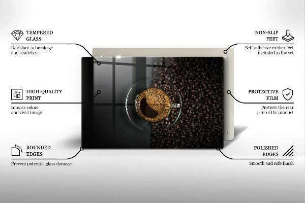 Placă din sticla protectie plita Cafea și fasole