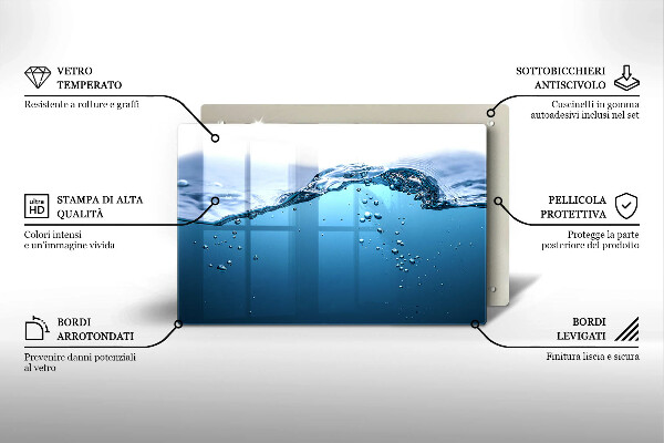Placă din sticla protectie plita Apa albastra