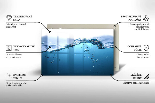 Placă din sticla protectie plita Apa albastra