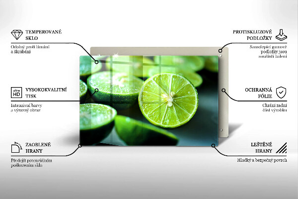 Placă din sticla protectie plita Lime citrice