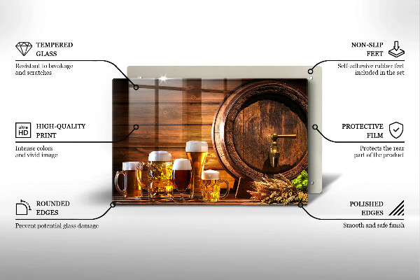 Placă din sticla protectie plita Butoi de bere
