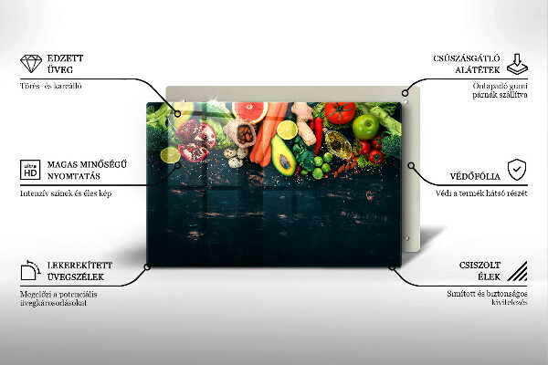 Placă din sticla protectie plita Fructe si legume