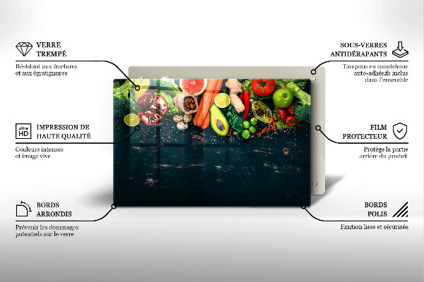 Placă din sticla protectie plita Fructe si legume