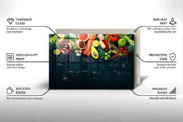 Placă din sticla protectie plita Fructe si legume