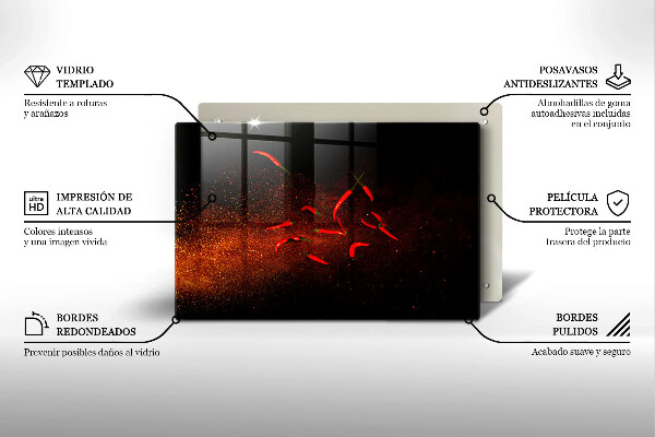 Placă din sticla protectie plita Ardei iute
