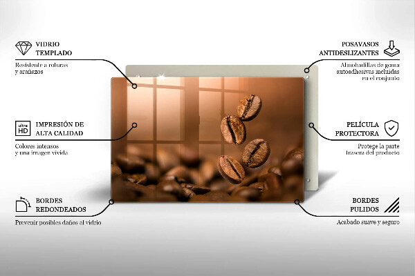 Placă din sticla protectie plita Boabe de cafea