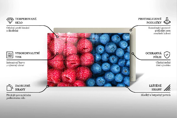 Placă din sticla protectie plita Fructe de zmeură și afine