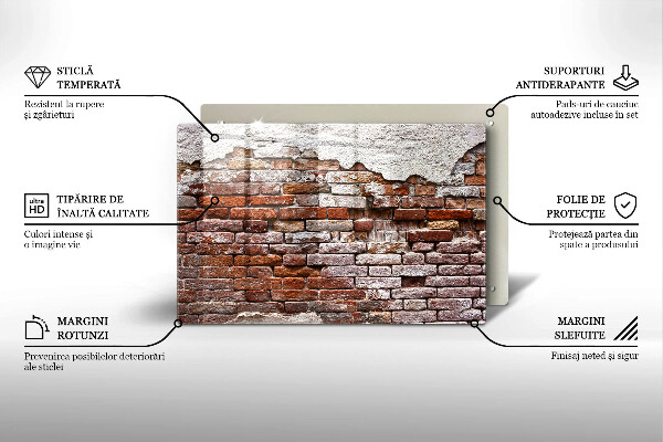 Placă sticla protectie aragaz Zid vechi de cărămidă și beton
