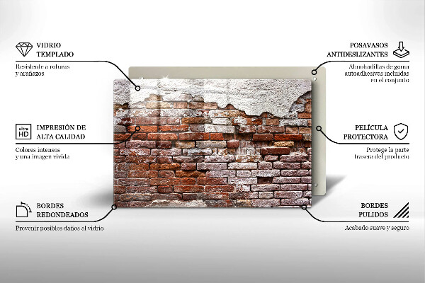 Placă sticla protectie aragaz Zid vechi de cărămidă și beton