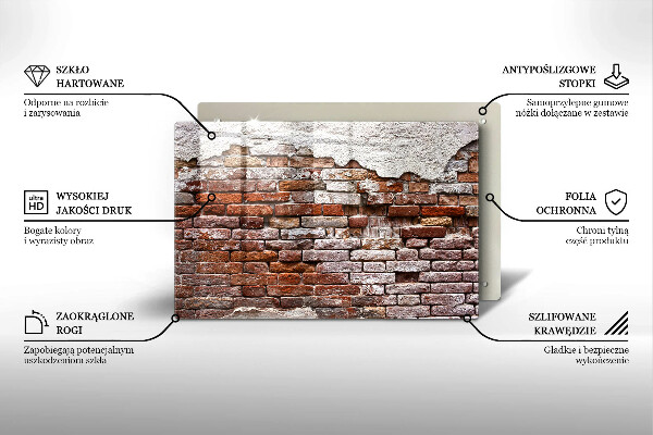 Placă sticla protectie aragaz Zid vechi de cărămidă și beton