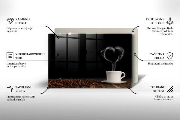 Placă sticla protectie aragaz Inimă de ceașcă de cafea