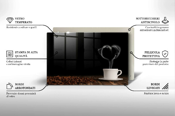 Placă sticla protectie aragaz Inimă de ceașcă de cafea