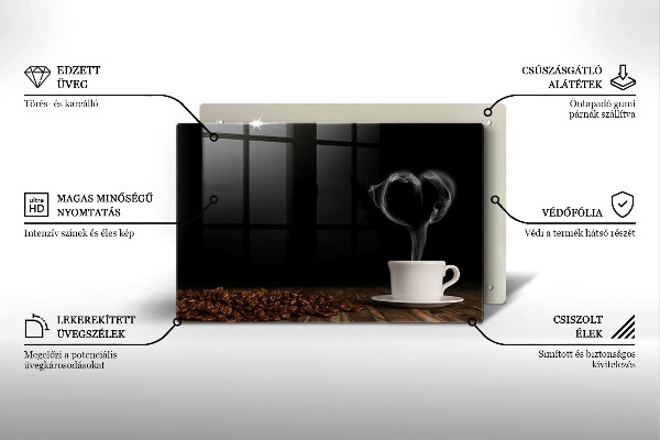 Placă sticla protectie aragaz Inimă de ceașcă de cafea