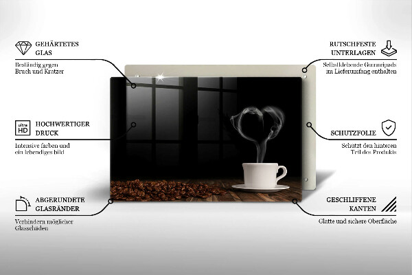 Placă sticla protectie aragaz Inimă de ceașcă de cafea