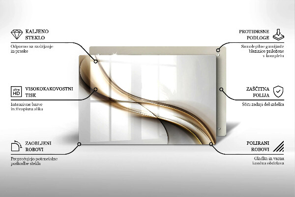 Placă sticla protectie aragaz Abstracția liniilor moi