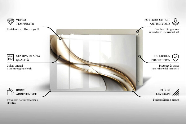 Placă sticla protectie aragaz Abstracția liniilor moi