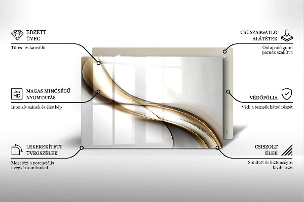 Placă sticla protectie aragaz Abstracția liniilor moi
