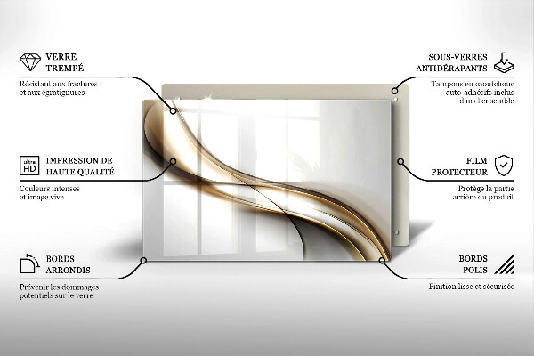 Placă sticla protectie aragaz Abstracția liniilor moi