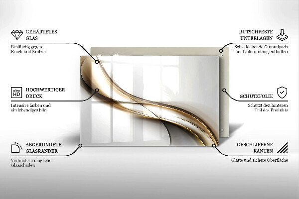 Placă sticla protectie aragaz Abstracția liniilor moi