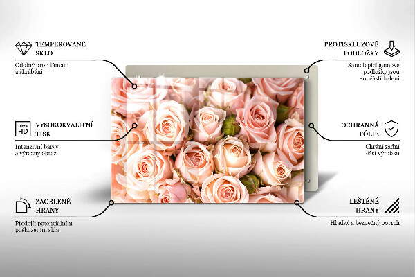 Placă sticla protectie aragaz Buchet de trandafiri delicati