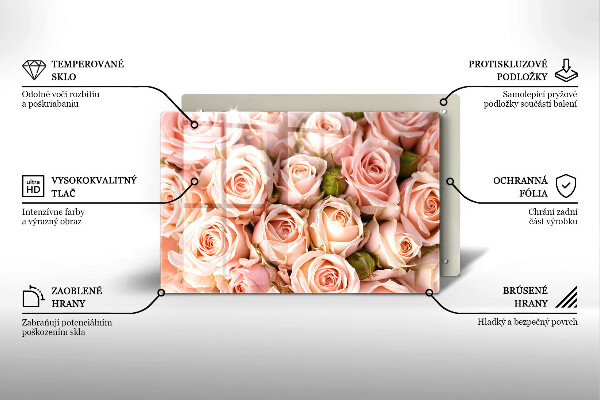 Placă sticla protectie aragaz Buchet de trandafiri delicati