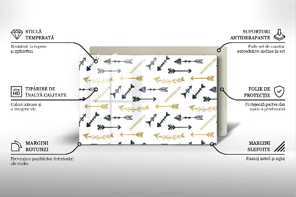 Placă din sticla protectie perete Model de săgeți Boho