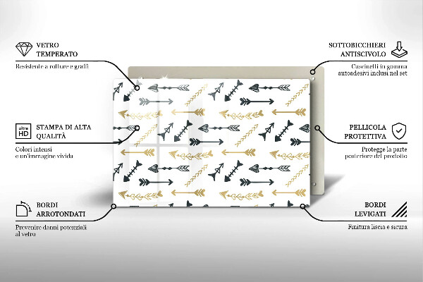 Placă din sticla protectie perete Model de săgeți Boho