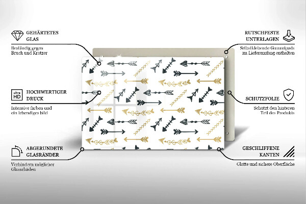 Placă din sticla protectie perete Model de săgeți Boho