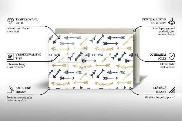 Placă din sticla protectie perete Model de săgeți Boho