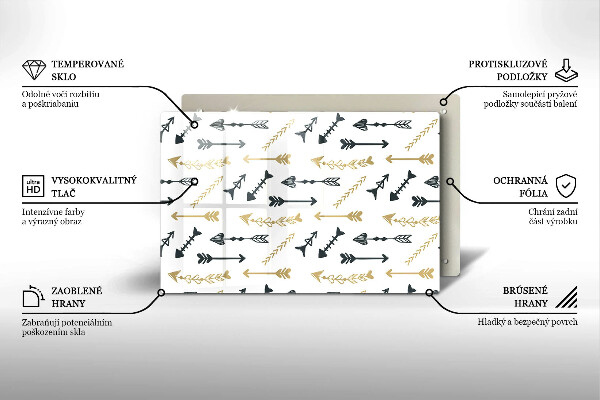 Placă din sticla protectie perete Model de săgeți Boho