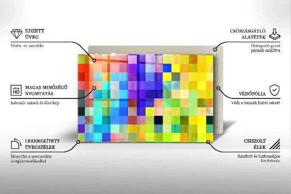 Placă din sticla protectie perete Pătrate de pixeli colorate
