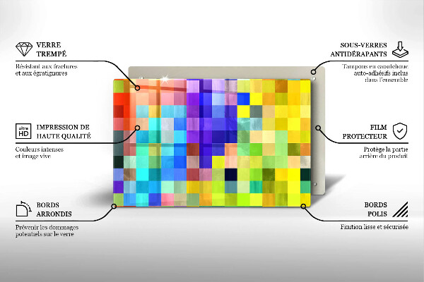 Placă din sticla protectie perete Pătrate de pixeli colorate