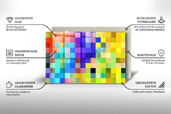 Placă din sticla protectie perete Pătrate de pixeli colorate