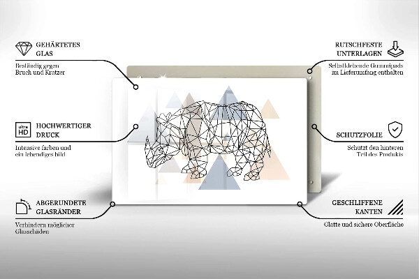 Placă din sticla protectie perete Linie de artă rinocer