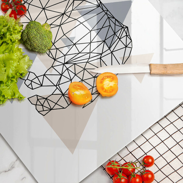 Placă din sticla protectie perete Linie de artă rinocer