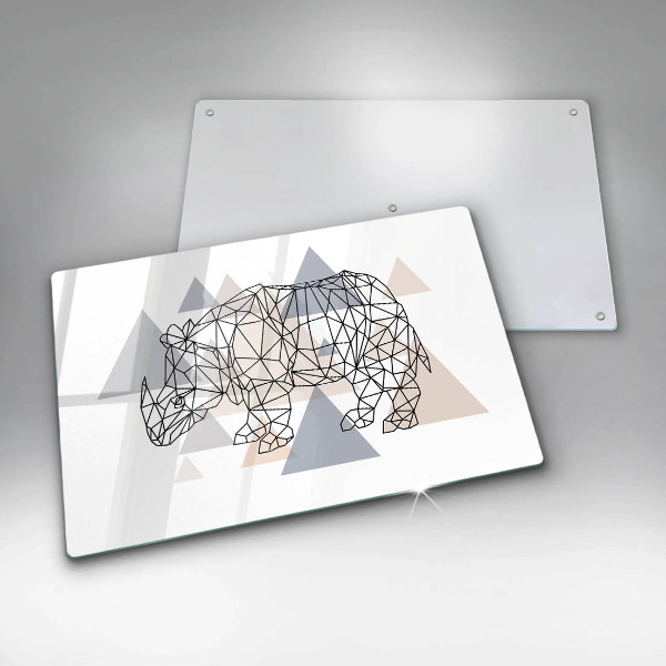 Placă din sticla protectie perete Linie de artă rinocer