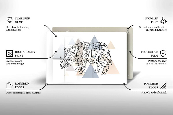 Placă din sticla protectie perete Linie de artă rinocer