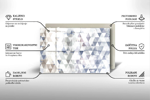 Placă din sticla protectie perete Model de triunghiuri