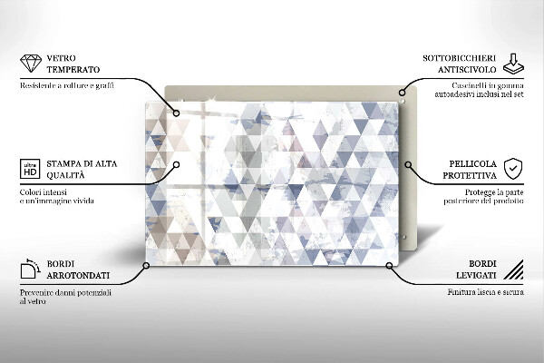 Placă din sticla protectie perete Model de triunghiuri