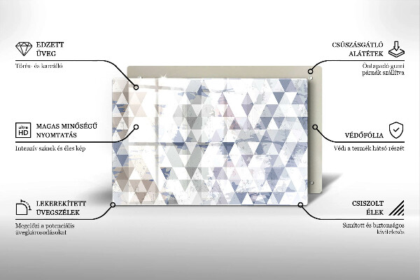 Placă din sticla protectie perete Model de triunghiuri